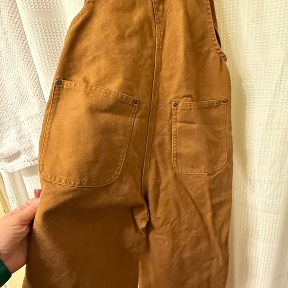 Carhartt Canvas Cargo Dark Tan Bib Carpenter Overalls Youth Boys Sz 10 - Picture 10 of 16